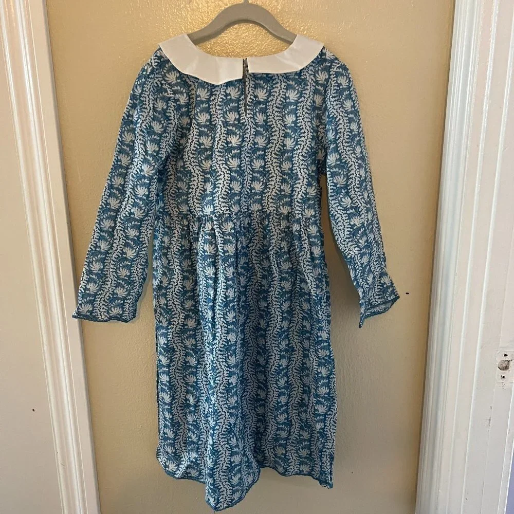 Hill House The Tiny Lottie Dress Blue Linear Floral